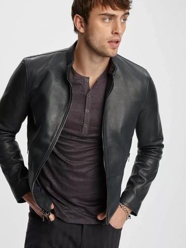 Giacca pelle nera uomo - pelle,