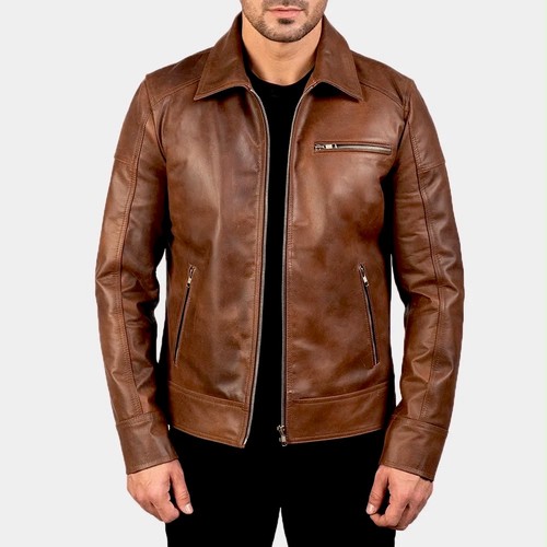 Giacca uomo pelle marrone - giacca,