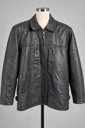 Veste cuir akaso - cuir, gris