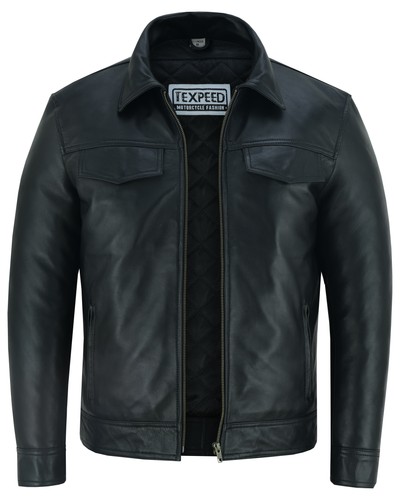 Uomo pelle casual - biker, giacca