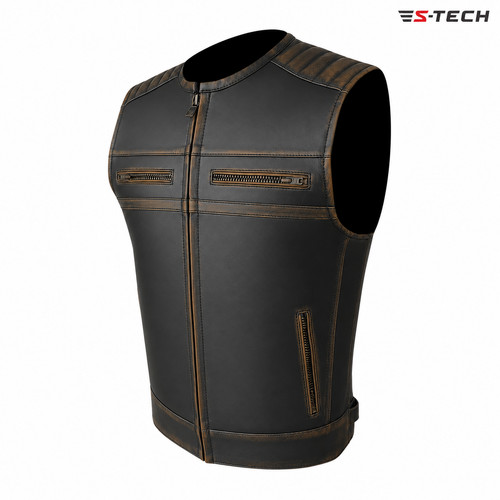 Moto gilet pelle - gilet, s-tech