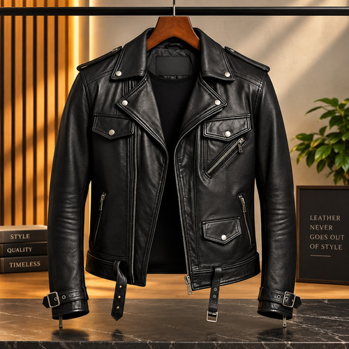Chaqueta cuero hombre negra - de,