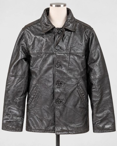 Cappotto pelle nero vintage - cappotto, in