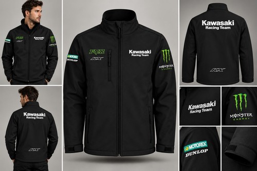 Chaqueta negra moto kawasaki - negra,